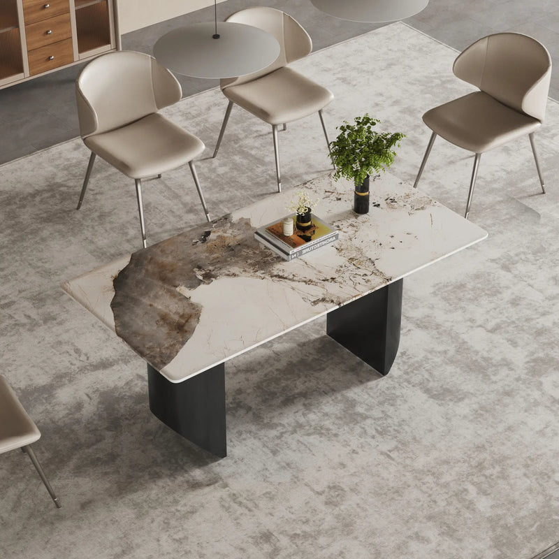 Modern Marble Dining Table, Rectangular Center Tables for Home Living Room