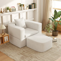 Foldable Sofa Bed, Compressed Pure Sponge Teddy Velvet Floor Couch, 4 Color Options Multi-Functional Sleeper Chair for Living Room Bedroom