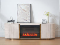 Modern Travertine Panel TV Stand with Fireplace