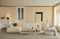 L-Shaped Sectional Sofa – Beige Cloud Sofa, Fixed Chaise Lounge, Oversized Deep Seat Couch