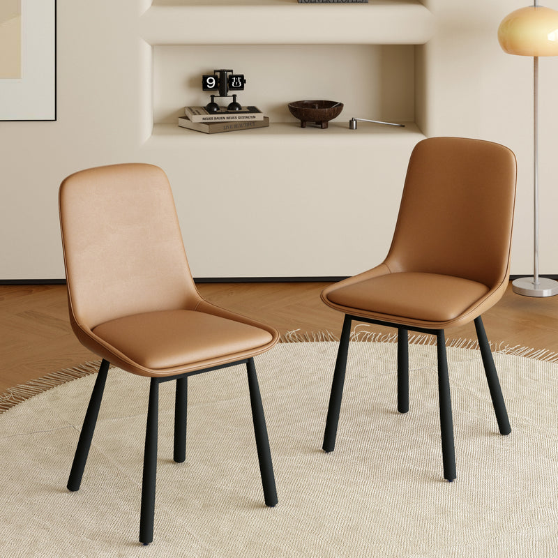 Modern Curved PU Leather Upholstered Dining Chair Set – 2 Color Options, 2-Pack Per Box