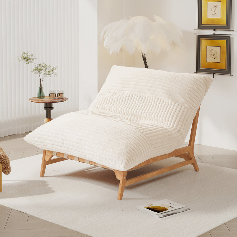 Leisure Lounge Chair – Corduroy Fabric, Solid Wood Frame for Living Room Corner/Bedroom Rest Area