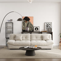 Extended Puff-Style Cushioned Modular Sofa – Soft Velvet Fabric + 3D Quilting, Retro Relaxed Vibe Living Room Sofa