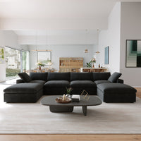 Sky Cloud Sectional Sofa | Pet-Friendly Cover 160-Inch Linen U-Shaped Sectionals 6-Seaters