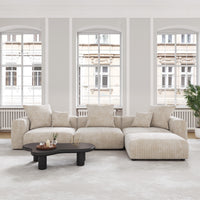 Modern Minimalist Corduroy Modular Sectional Sofa, L-Shaped Multi-Seater Fabric Couch, Freely Reconfigurable Sofa for Large Living Rooms