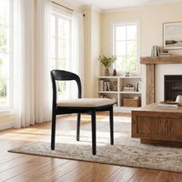 【LAS VEGAS MARKET EXHIBIT】Curved Back Dining Chair – 2 Color Options: Black Wood & Walnut Wood Upholstered Side Chair