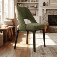 【LAS VEGAS MARKET EXHIBIT】Curved Back Dining Chair – Dark Wood Frame Armless Side Chair