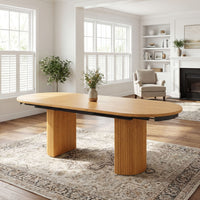 【LAS VEGAS MARKET EXHIBIT】Extendable Oval Dining Table – Solid Oak Wood Table with Fluted Legs