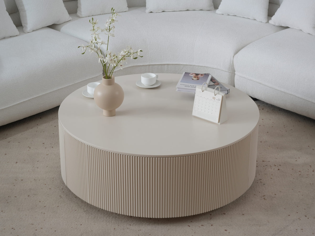 Minimalist Ribbed Round Coffee Table