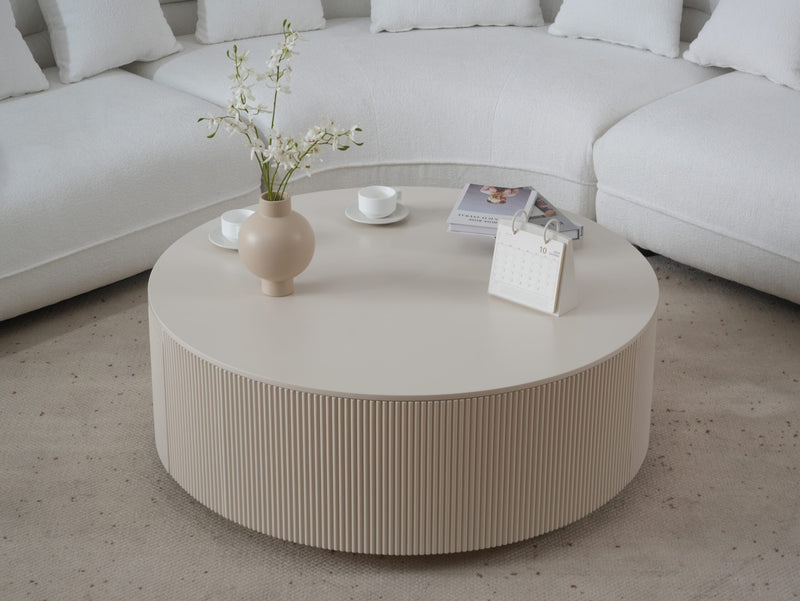 Minimalist Ribbed Round Coffee Table