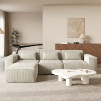 Compressible Modular Sectional Sofa – Cloud Velvet Fabric + Flexible Assembly, Minimalist Relaxed Vibe Living Room Sofa