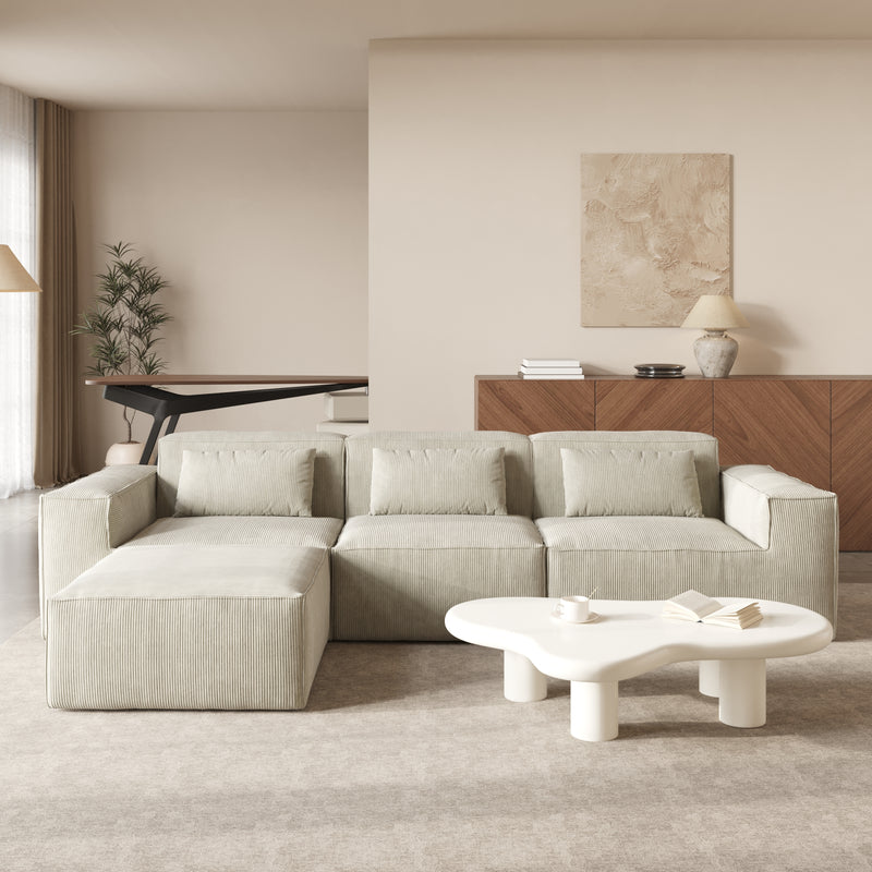 Compressible Modular Sectional Sofa – Cloud Velvet Fabric + Flexible Assembly, Minimalist Relaxed Vibe Living Room Sofa