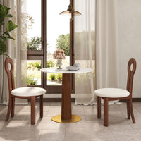 Light Luxury Conversation Table – Multi-Shape & Material Options + Column-Pattern Solid Wood Leg, Light Retro Leisure Table