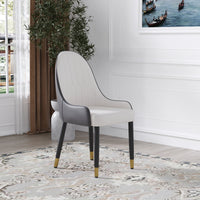 Modern Contrast Color Quilted Back Dining Chair Set of 2