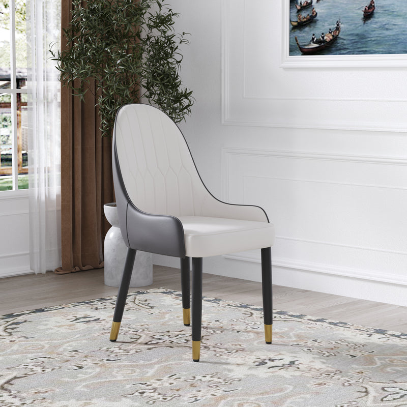Modern Contrast Color Quilted Back Dining Chair Set of 2