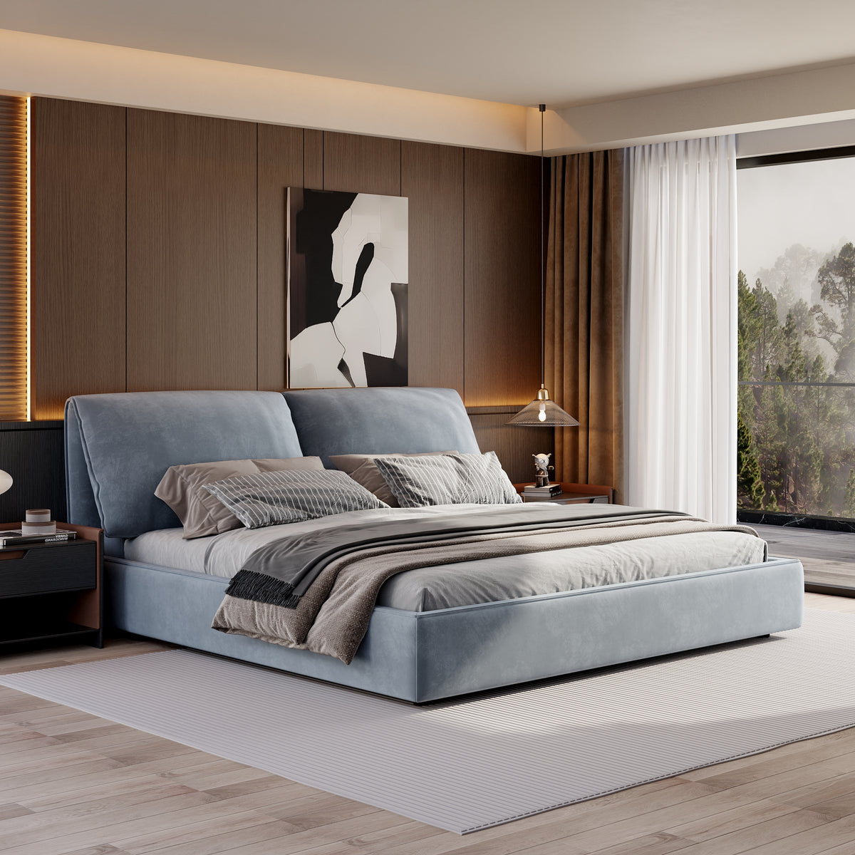 Velvet Modern Queen And King Size Bed (Removable & Washable Cover)