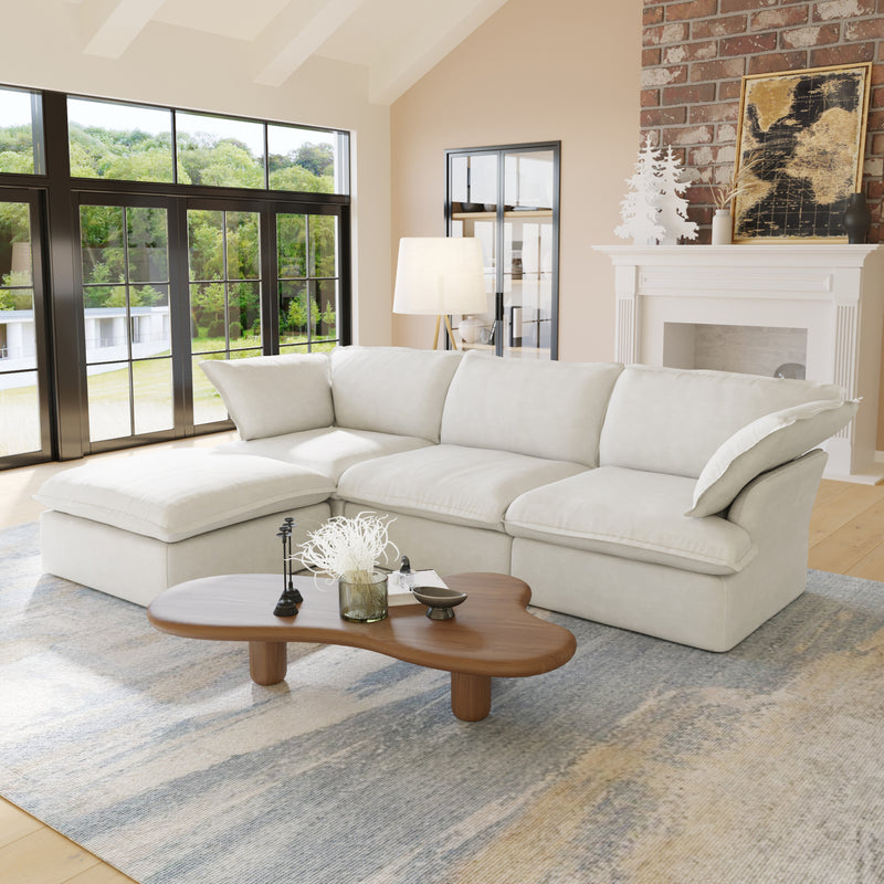 Modern Minimalist Modular L-Shaped Sofa, Ultra-Soft Fabric Convertible Corner Couch, Spacious & Comfortable Multi-Seater for Large Living Rooms
