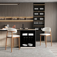 Modern Backrest Upholstered Bar Stool Set – Solid Wood Frame, Metal Footrest, 2-Pack Per Box