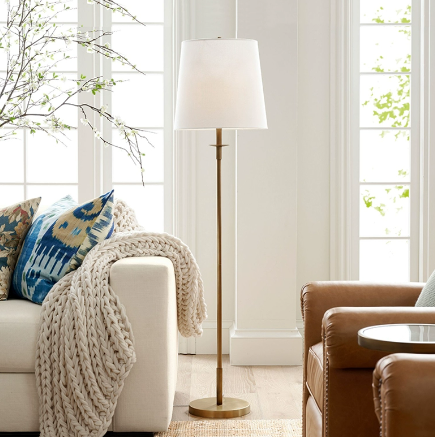 Gold Metal Floor Lamp with Empire Shade – Modern Standing Lamp for Living Room & Bedroom