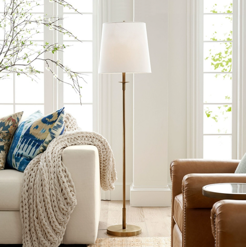 Gold Metal Floor Lamp with Empire Shade – Modern Standing Lamp for Living Room & Bedroom