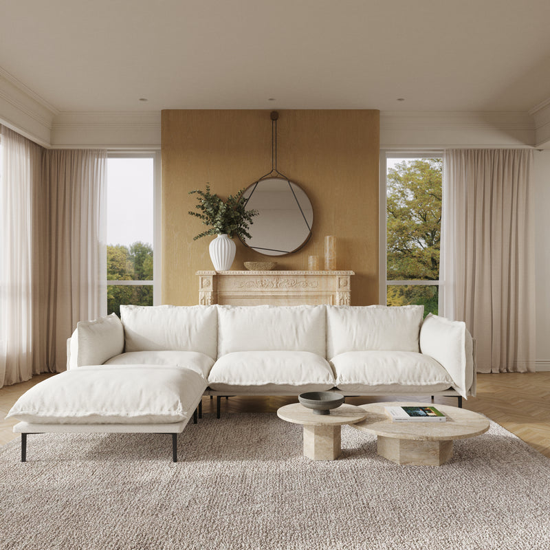 Minimalist L-Shaped Modular Sofa with Ottoman – 20cm High Legs, Light Luxury Living Room Sectional