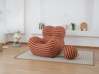 Unique Modern Stripe Accent Chair Sofa with Ottoman