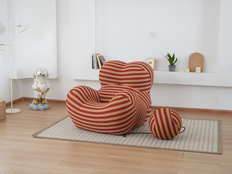 Unique Modern Stripe Accent Chair Sofa with Ottoman