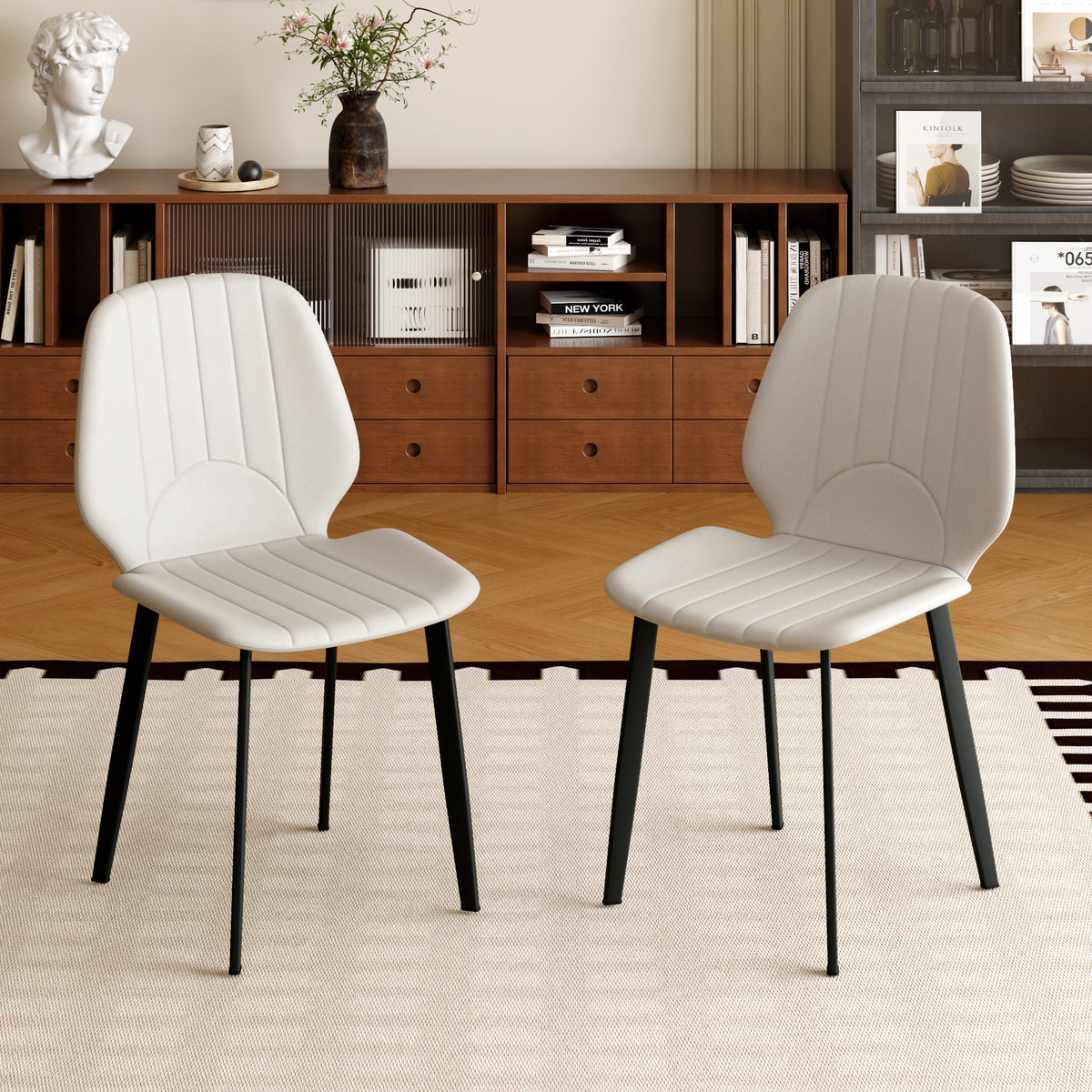 Modern Vertical Stitch PU Upholstered Dining Chair Set – 2 Color Options, 2-Pack / 4-Pack Available