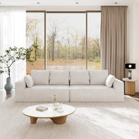 Modern Horizontal-Rib Fabric 4-Seater Sofa – 4-Color Options, Modular Upholstered Sofa for Living Room