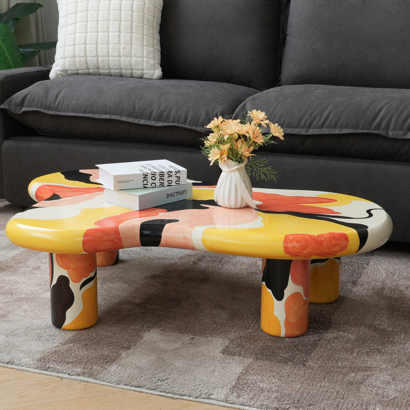 Abstract Swirl Coffee Table – 3 Color Options: Multicolor Swirl, Matte Black, Matte White