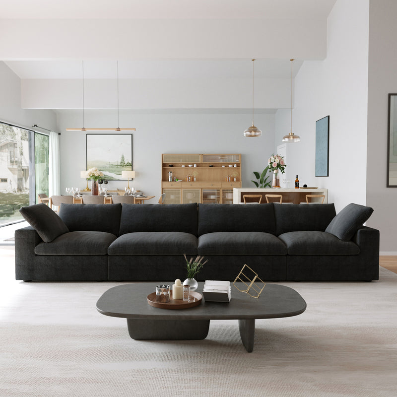 Sky Cloud Sectional Sofa | Replaceable Cover 160-Inch Linen Sleepers 4-Seaters