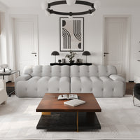 Extended Plump Modular Sofa – 3D Textured Knit Fabric + Button Quilting, Light Luxury Lazy Vibe Living Room Sofa
