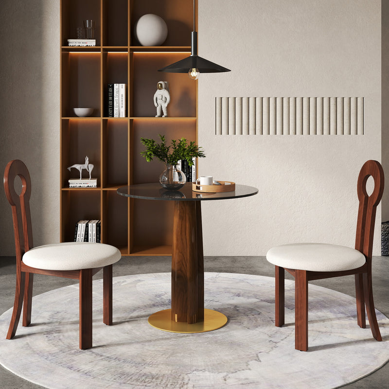Light Luxury Conversation Table – Multi-Shape & Material Options + Multi-Column Solid Wood Leg, Retro Luxury Leisure Table