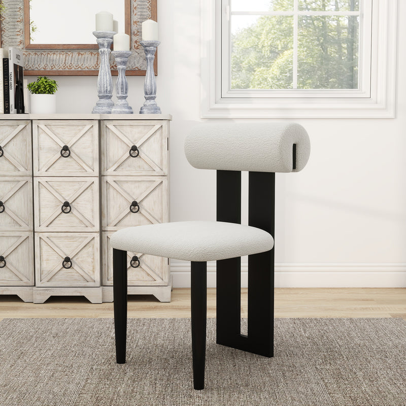 Modern Light Luxury Teddy Fabric Dining Chair Set of 2