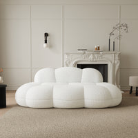 Cloud-Shaped Teddy Fleece Sofa – White Plush Fabric, Artistic Design for Living Room Light Luxury Leisure Area