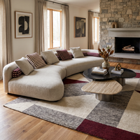 【LAS VEGAS MARKET EXHIBIT】Curved Modular Sectional Sofa, Linen Fabric Upholstered Chaise Lounge Sofa for Modern Living Room