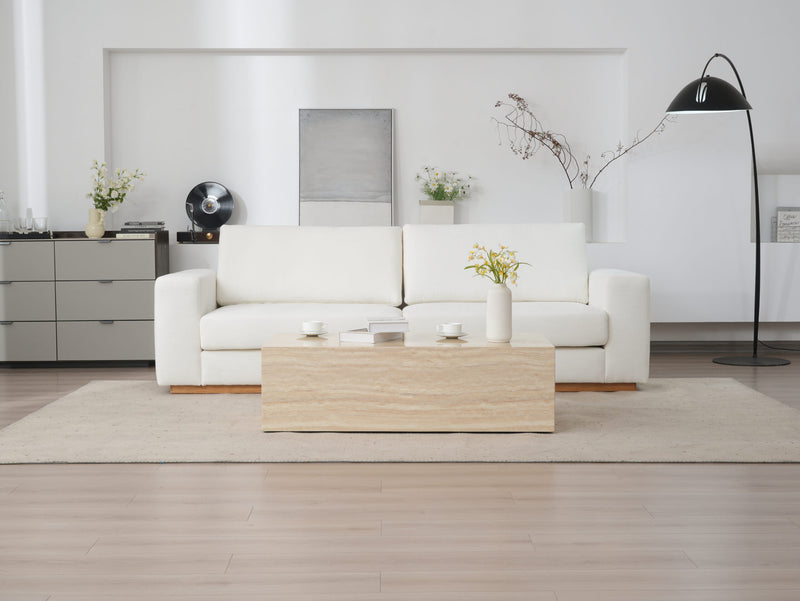 Minimalist Modern Sherpa Sectional Loveseat