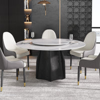 2 Sizes, 3 Tabletop Colors & 2 Leg Colors Round Dining Table – Optional Rotating Lazy Susan