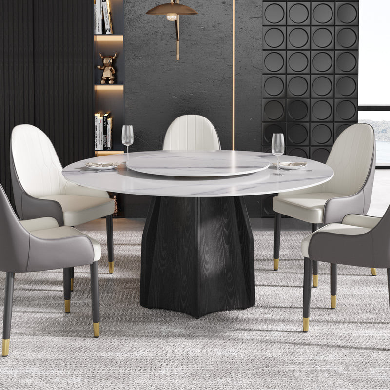 2 Sizes, 3 Tabletop Colors & 2 Leg Colors Round Dining Table – Optional Rotating Lazy Susan