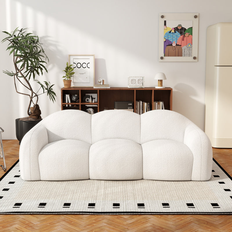 Double Armrest Cloud Sofa, Compressed Pure Sponge Teddy Velvet Couch, 4 Color Options Plush Upholstered Sofa for Living Room