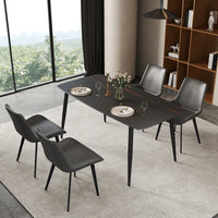 3 Sizes & 3 Colors Rectangular Dining Table – 2-Tone Tapered Metal Legs