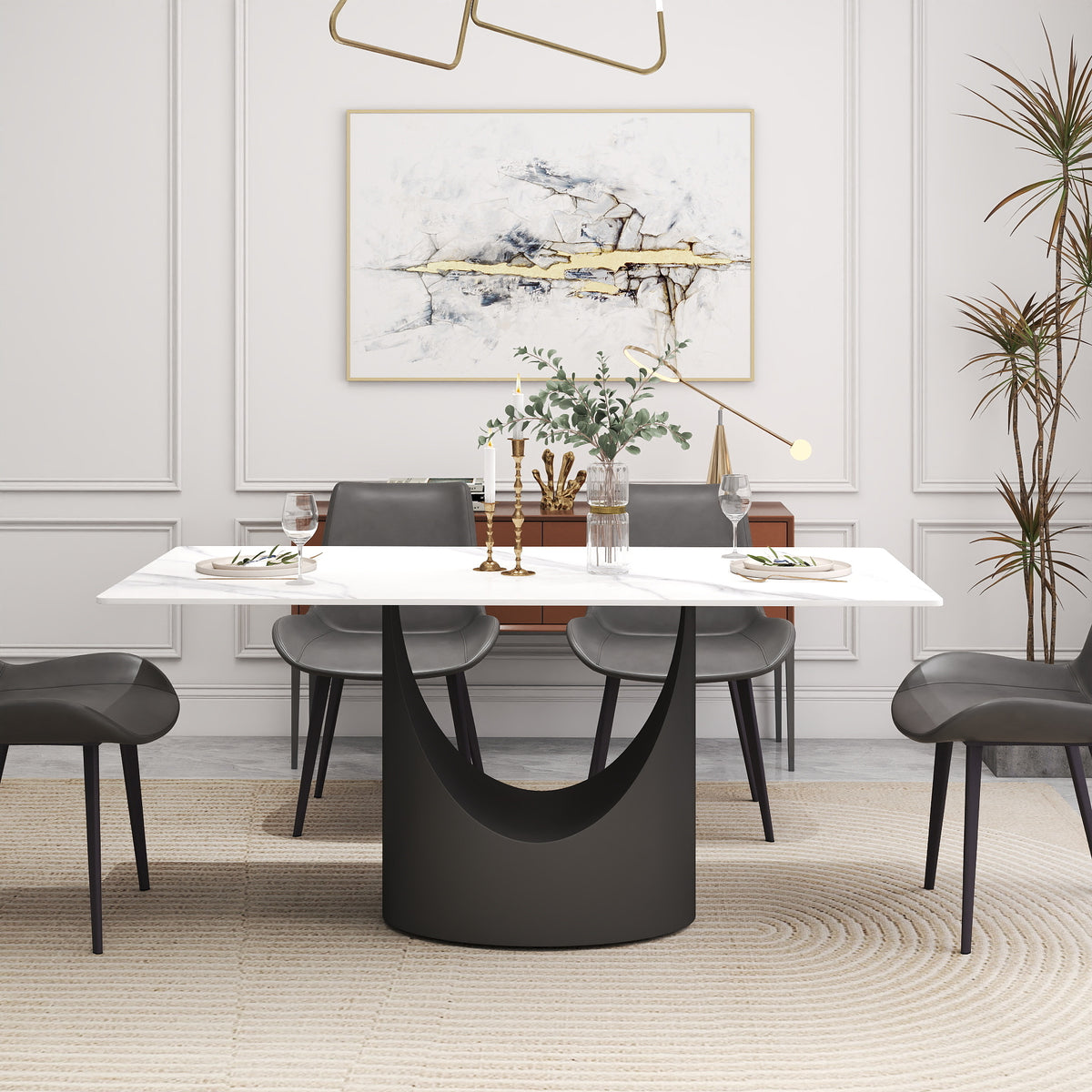 Modern Marble-Patterned Dining Table