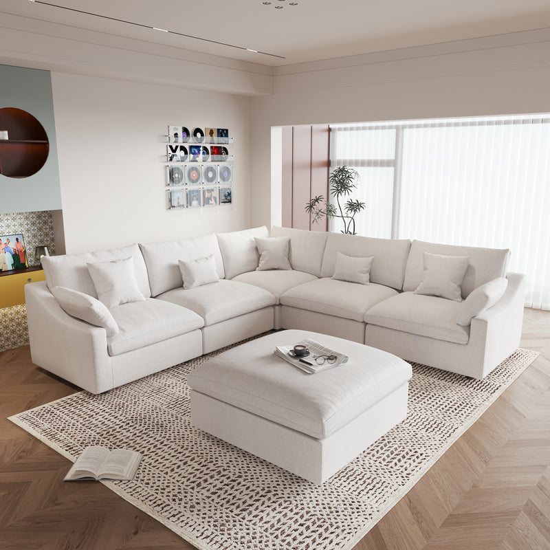 Modular Sofa – Multi-Color Chenille Fabric with Ottoman, Configurable Sectional for Living Room