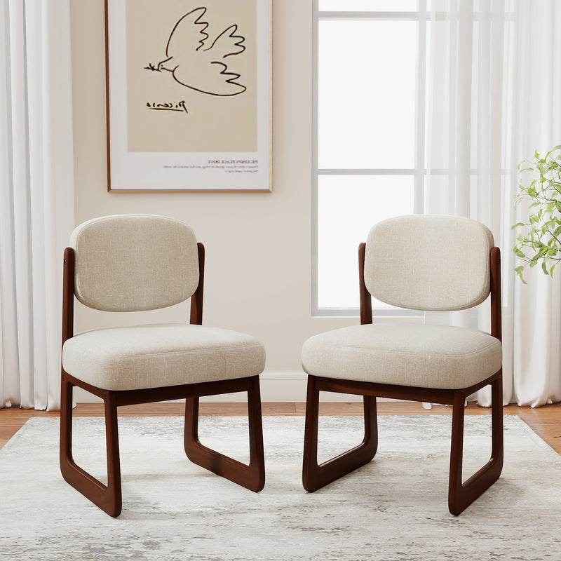 Minimalist Linen Fabric Dining Chair Set – Solid Wood Frame, 2-Pack / 4-Pack Optional