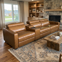 【LAS VEGAS MARKET EXHIBIT】3-Seat Leather Power Recliner Sofa with Console & Cup Holders