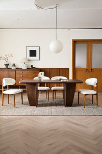 Modern Minimalist Dining Table with Tapered Walnut Base