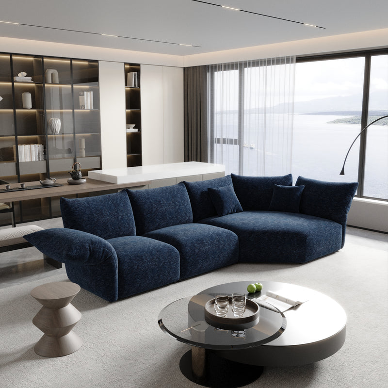 Modern Petal Modular Sectional Sofa – Chenille Fabric with Adjustable Backrests, L-Shaped Corner Couch