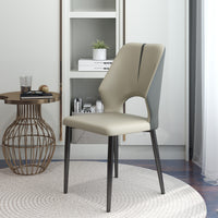 Modern Contrast Color Hollow Back Dining Chair Set of 2