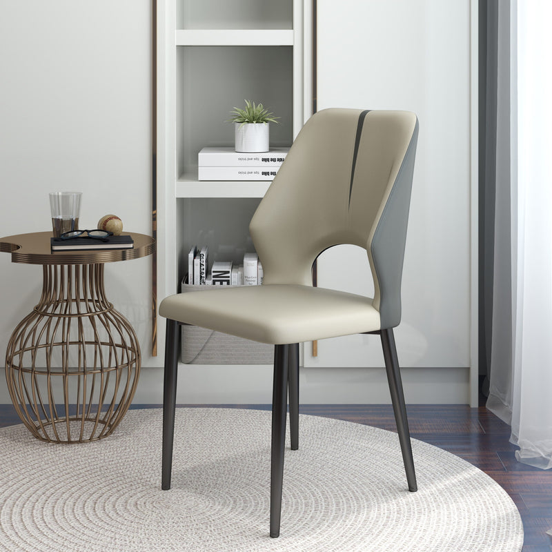 Modern Contrast Color Hollow Back Dining Chair Set of 2
