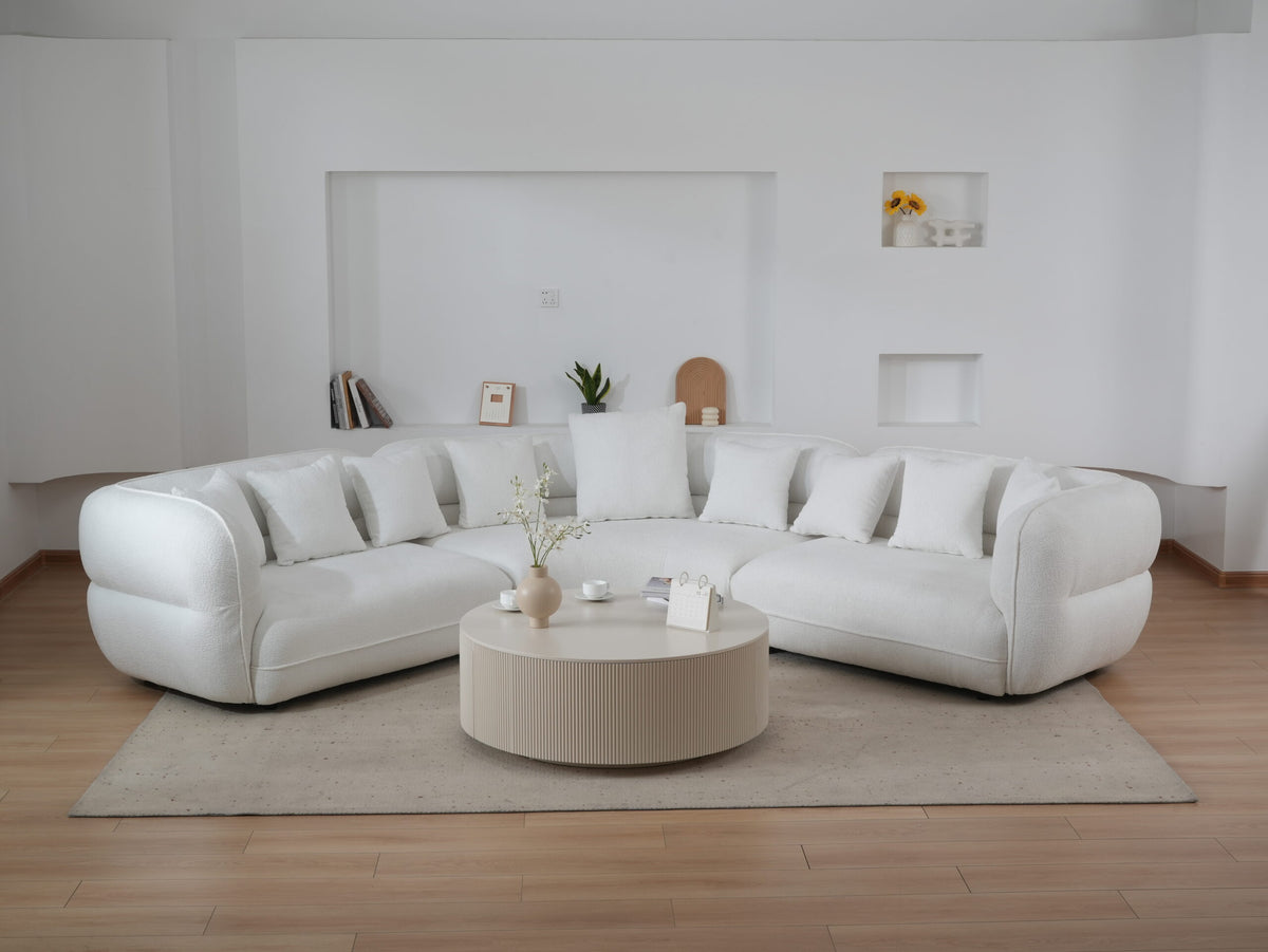 Spacious Sherpa Curved Couch
